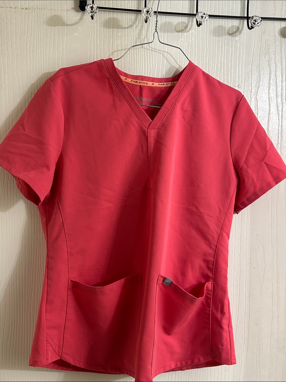 Fabletics Women's V-Neck Medical Scrub Top - Red